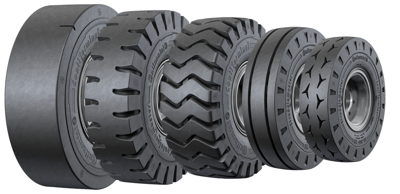 press-on solid rubber forklift tires