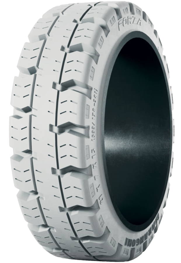 18x7x12-1/8 Forklift Tires 18x7x12-1/8 Traction Non-Mark (White) Marangoni FORZA Solid Press-on Tire