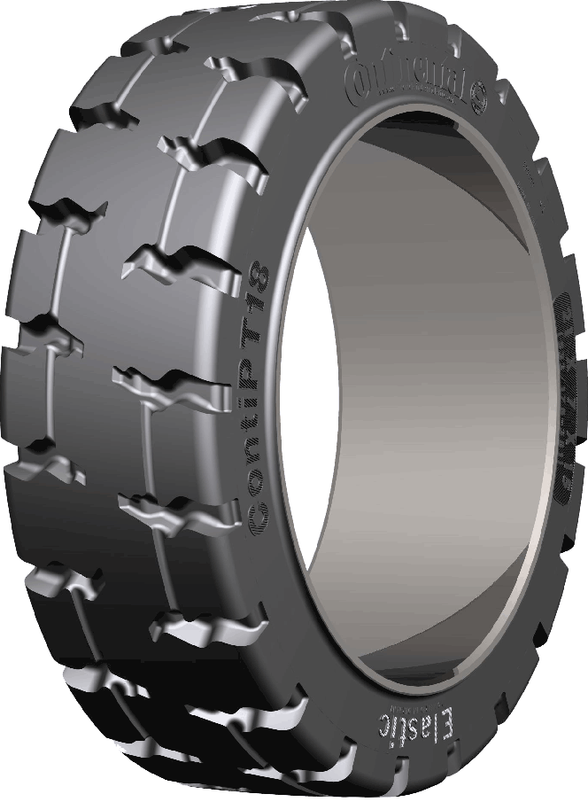 18x7x12-1/8  Forklift Tires 18x7x12-1/8 Traction Continental PT18 STB A Solid Press-on Forklift Tire (457/178-308)