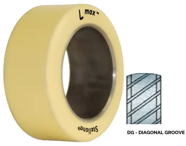 13x5-1/2x9-1/2 Forklift Tires 13x5-1/2x9-1/2 Traction Polyurethane Load Wheel Stellana 85A Lmax Diagonal Groove