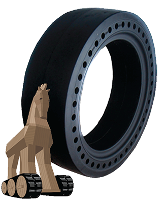33x12-20 (12-16.5) Forklift Tires 33x12-20/7.50 Solid Trojan R4 SKS Smooth [7.50 rim] (Assemby)