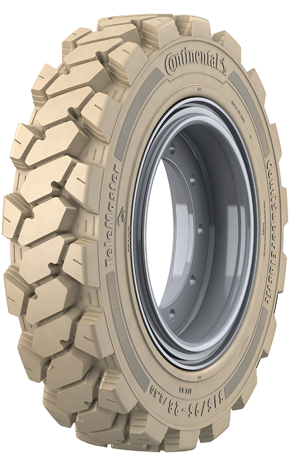 315/95-28 Telehandler Tires 315/95-28/8.50 Non Mark Continental TeleMaster Solid Assembly [76/32nd] for JLG/Skytrak [8.50 rim, offset: -8 Silver]